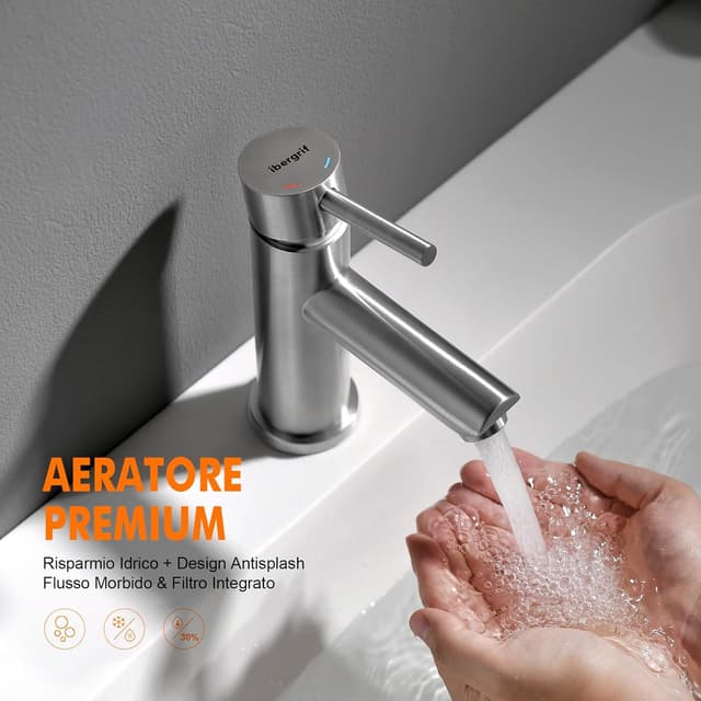 Thumbnail 5 de Ibergrif M11103 Rubinetto lavabo moderno grigio