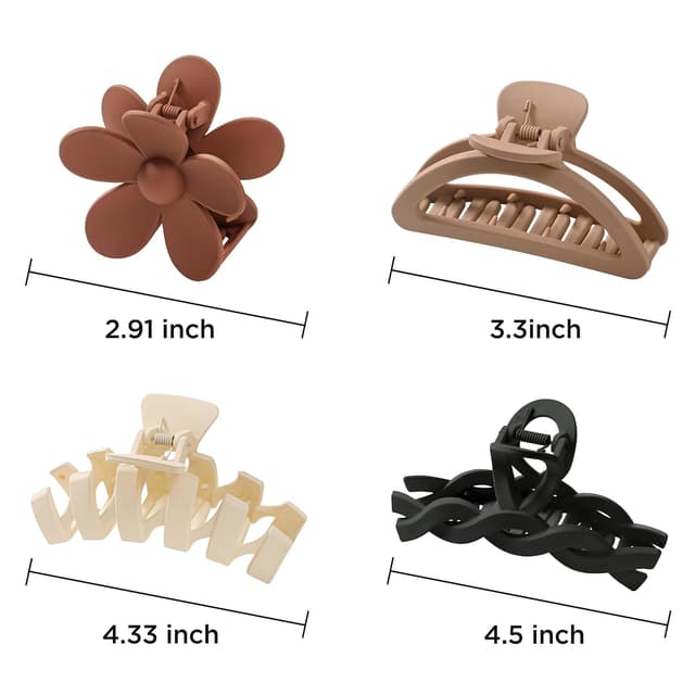 Detalle de HBselect 8er-Pack Haarklammern mit Blumen-/Kralle-Design – Hairclips gegen Rutschen für dickes Haar