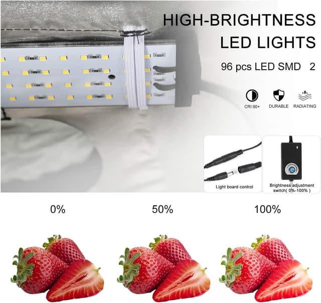 Detalle 2 de Konseen Portable Photo Studio Light Box 24"x24"x24" dimmable LED kit with 192 lights and 4 backdrops (UK plug)