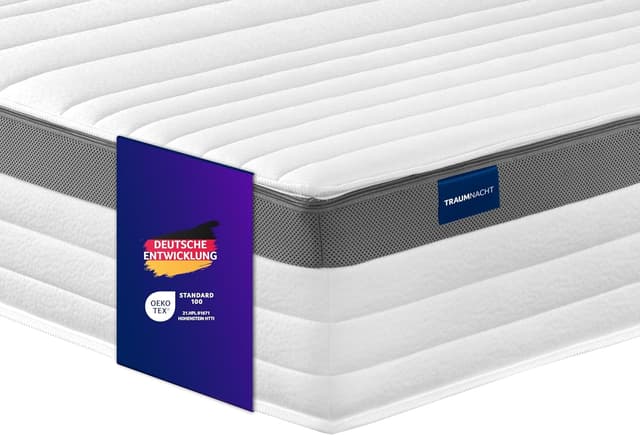 Detalle de Traumnacht Exklusiv 7-Zonen 1.000er Tonnentaschenfederkernmatratze H3 (100 x 200 cm) – Testurteil „Gut“ 10/2023