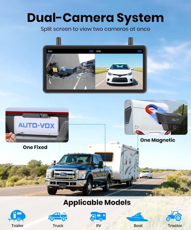 Thumbnail 3 de AUTO-VOX 2 7.2" wireless backup camera