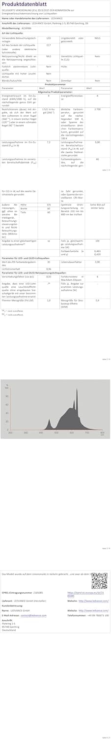 Thumbnail 4 de Osram LED LAMPS ENERGY CLASS A 7,2 W in A-Form