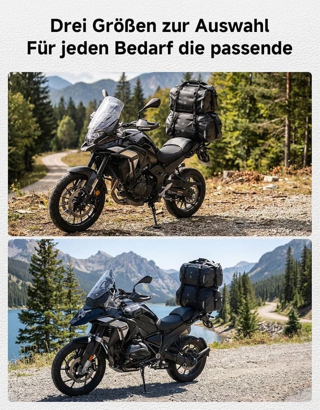 Detalle 2 de KEMIMOTO Motorrad Hecktasche 25L (IPX6) – wasserdichte Gepäckrolle mit Schnellverschlussgurten