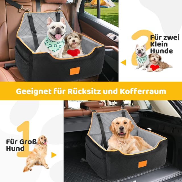 Detalle 2 de GL GLENSLAVE Hundesitz-Erhöhung für große/mittlere Hunde bis 25 kg, abnehmbar & waschbar (schwarz/grau)