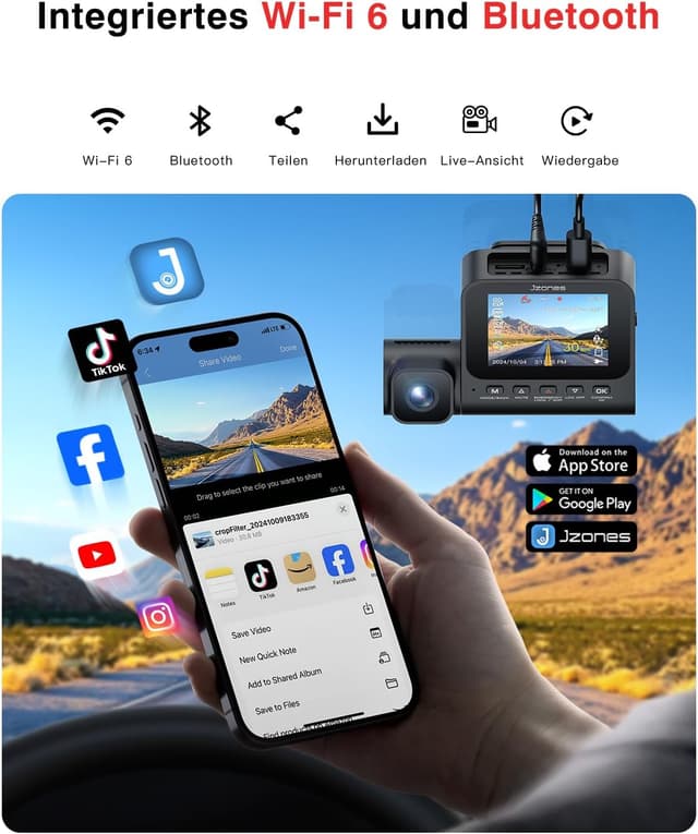 Thumbnail 3 de Jzones 3‑Kanal Dashcam 4K
