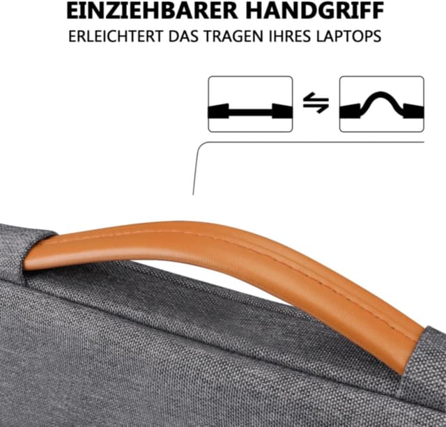 Detalle de TECOOL 16 Zoll Laptoptasche für 16" Notebooks & MacBook Pro 16 (wasserdicht, dunkelgrau)