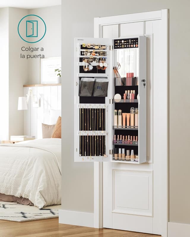 Detalle de SONGMICS JJC003W01 armario joyero con espejo