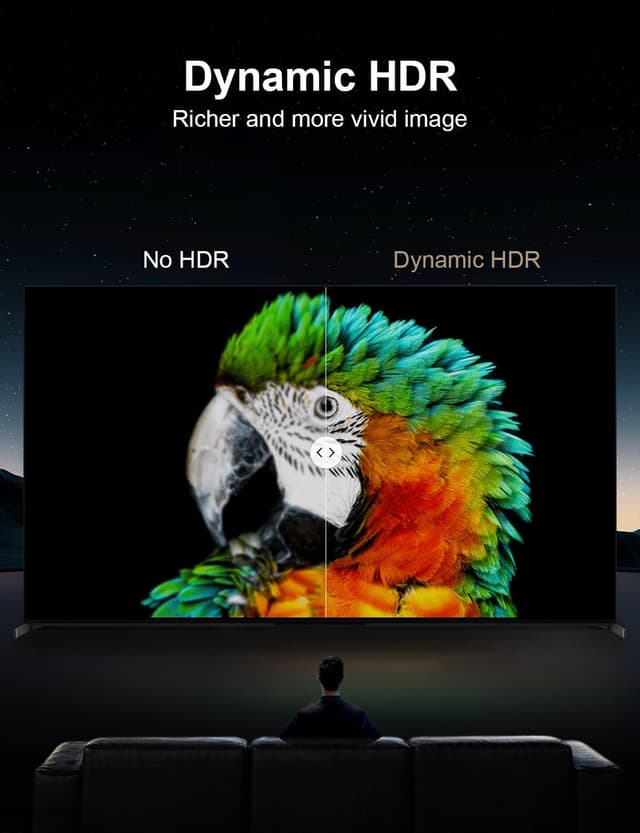 Detalle de XAOSUN Right Angle HDMI 2.1 Cable (1m) – 48Gbps 8K@60Hz, 4K@120Hz with eARC, HDR10, HDCP 2.2/2.3