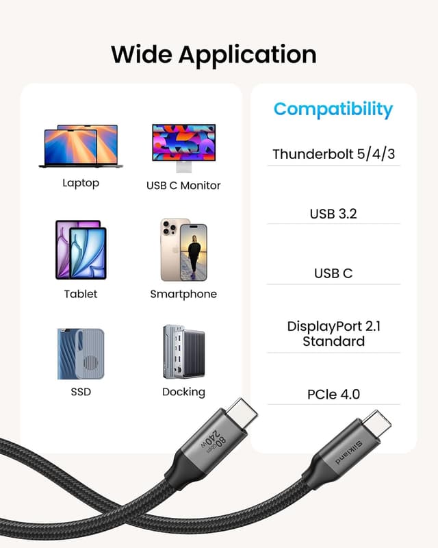 Thumbnail 6 de Silkland 80Gbps USB4 cable 3m with 240W PD for laptops