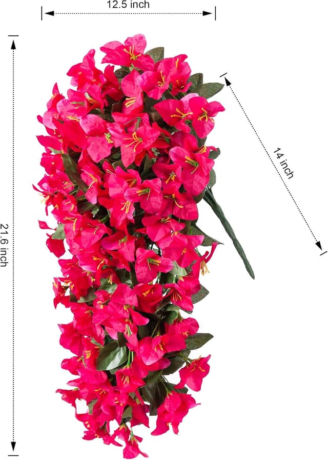 Detalle de Faux Bougainvillea Artificial Flowers (2 Bundles) UV-Resistant Long Trailing Vines for Outdoor Planters