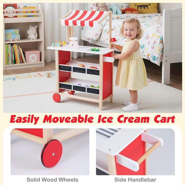 Thumbnail 3 de INFANS Wooden Grocery Store Toy with 6 Ice Creams 🍎
