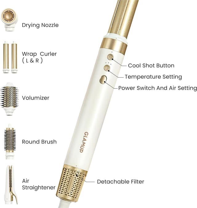 Thumbnail 6 de GLAMUP 6 in 1 Multi Hair Styler with Coanda Tech AutoWrap & Hair Dryer Brush (Gift Set)