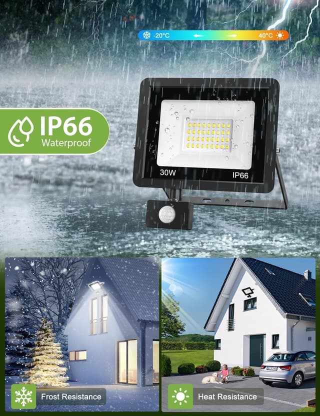 Detalle 2 de 30W PIR security flood light with remote