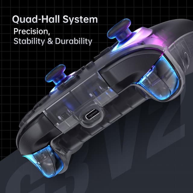 Detalle 2 de Machenike G3V2 Controller per PC/Switch/iOS/Android con stick Hall, RGB e polling 1000Hz (bianco)