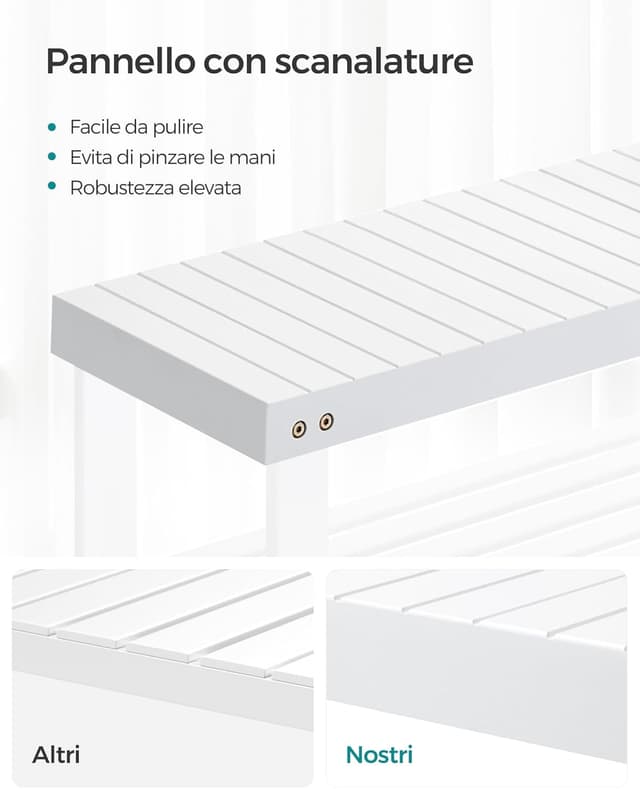 Detalle de SONGMICS Panca Portascarpe in bambù a 3 livelli LBS004W01, bianca