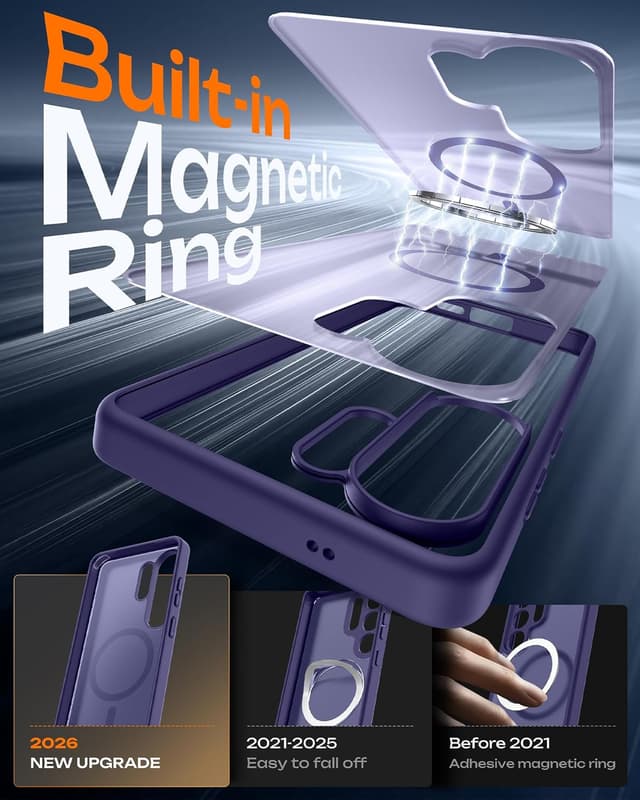 Detalle de TOCOL Magnetic Case for Samsung Galaxy S26 Ultra (6.9-inch) with MagSafe fit, built-in magnetic ring and slim 1.27 mm profile