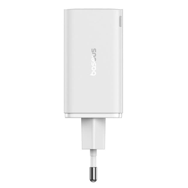 Detalle de Baseus GaN6 Pro 65W cargador de pared USB-C/USB-A blanco 🔌