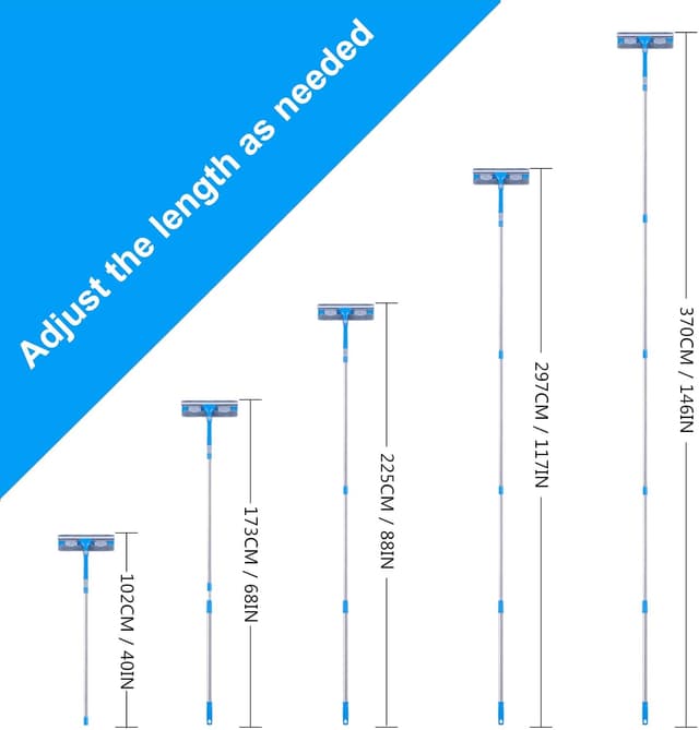 Detalle 2 de Mitclear 12 Foot (3.7m) Window Squeegee Cleaner Kit with Extension Poles, Silicone Squeegee & Window Washer