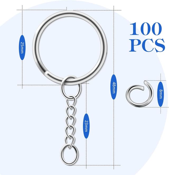 Thumbnail 2 de AiQInu 100 Pezzi Anelli Portachiavi con Catena 25 mm