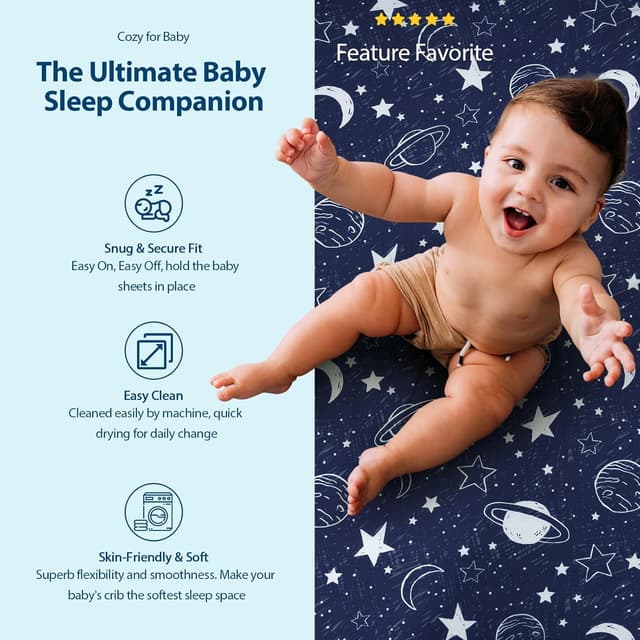 Thumbnail 6 de Unnivoll Travel Cot Sheets 95x65cm