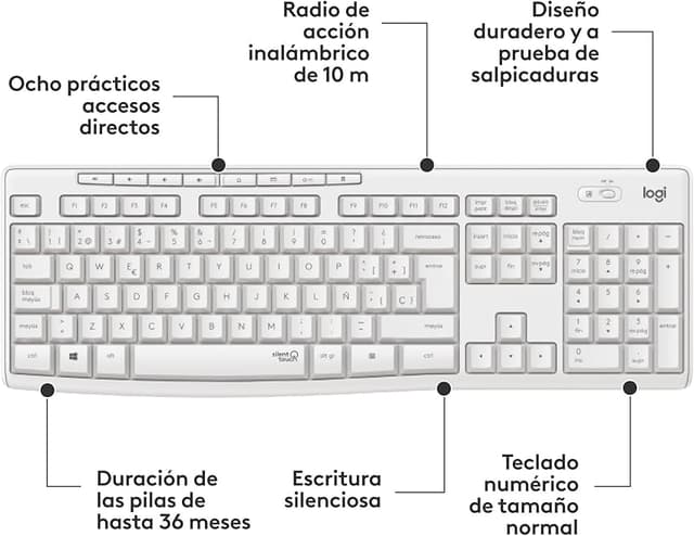 Thumbnail 5 de Logitech MK295 Teclado y ratón inalámbricos QWERTY 90% menos ruido ⌨