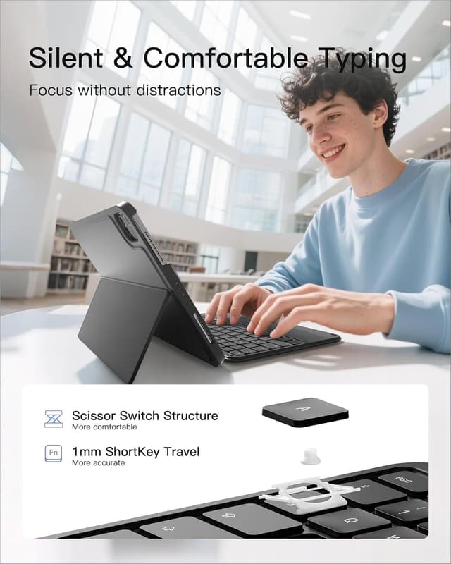 Detalle 2 de Inateck Ultralight Keyboard Case with Touchpad for iPad (UK Layout) – Graphite