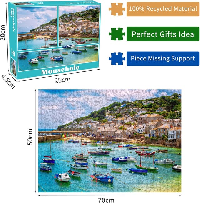 Detalle de Mousehole Harbour 1000-Piece Jigsaw Puzzle for Adults (Mousehole Village, Cornwall)