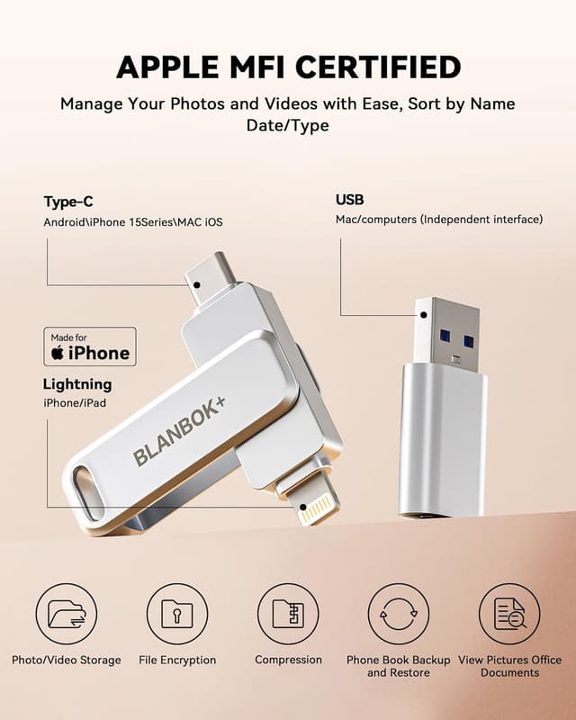 Detalle 2 de BLANBOK+ 128GB USB Stick for iPhone