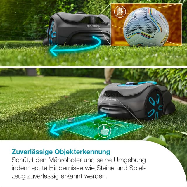 Detalle de GARDENA smart SILENO sense 600 m² Mähroboter (19942-20) mit KI-Kamera ohne Begrenzungskabel