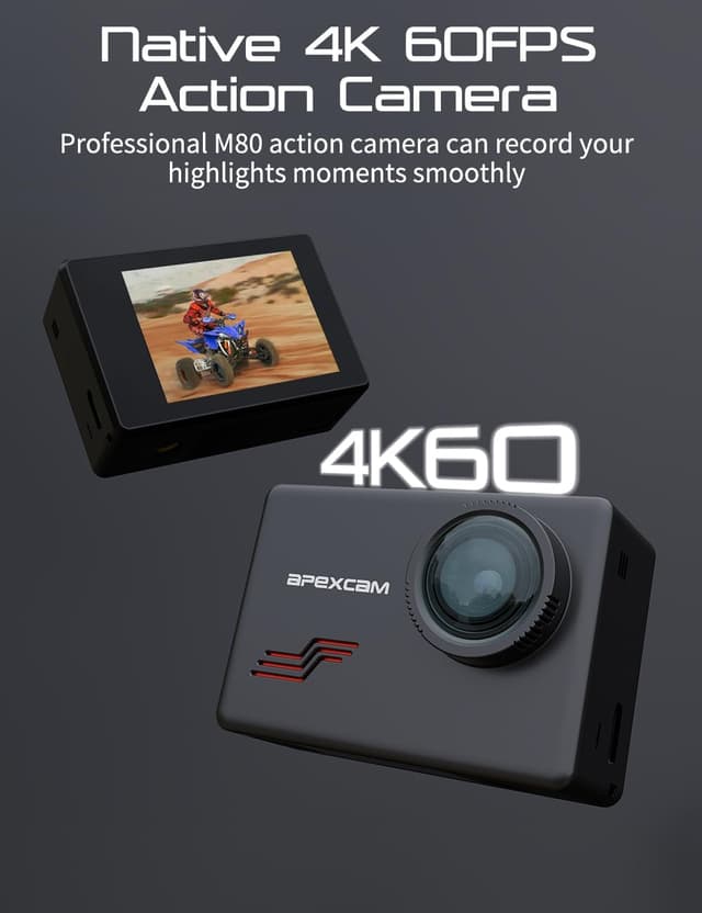 Thumbnail 1 de Apexcam M80 4K 60FPS Action Camera with 128GB