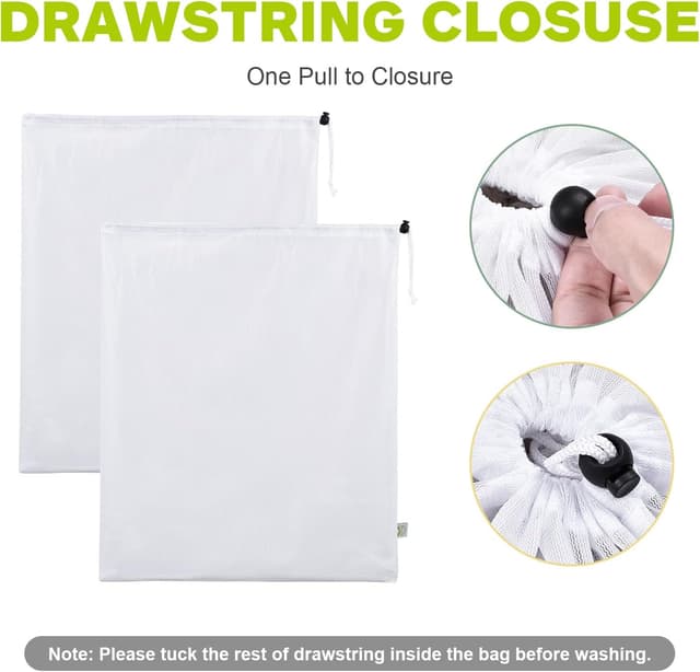 Detalle 2 de OTraki lot de 2 grands filets à linge 50 x 60 cm avec cordon de serrage