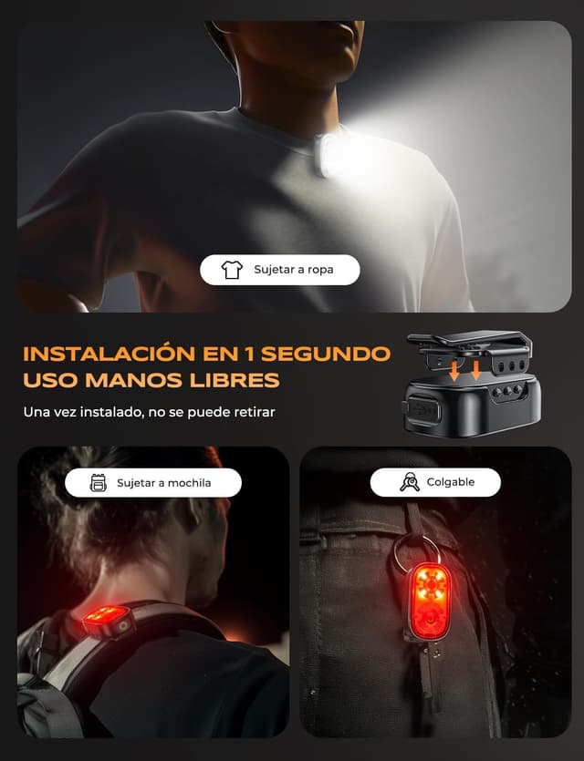 Thumbnail 6 de Glangeh Mini Linterna Recargable 500LM 10 Modos Clip 🔦