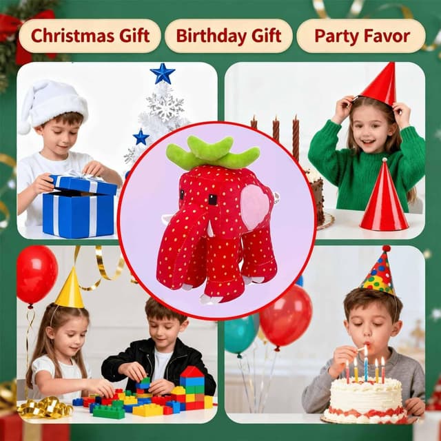 Detalle de HMJMJC 67 Plush brainrot-style strawberry elephant stuffed toy