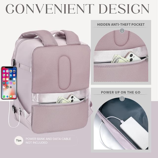 Detalle 2 de Hayayu Rucksack für Ryanair Handgepäck 40x30x20 mit Laptopfach – Diebstahlsichere Weekender-Tasche