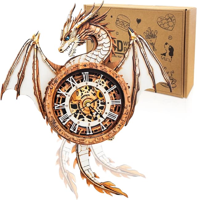 Imagen de Cutywood Drachen Holzpuzzle Uhr mechanisch en OfertitasTOP
