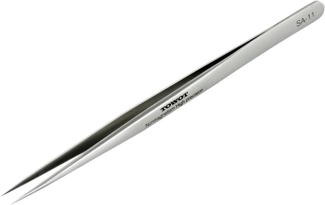Detalle de Precision Tweezers by TOWOT — Stainless Steel Pointed Tweezers for Craft, Electronics & Soldering