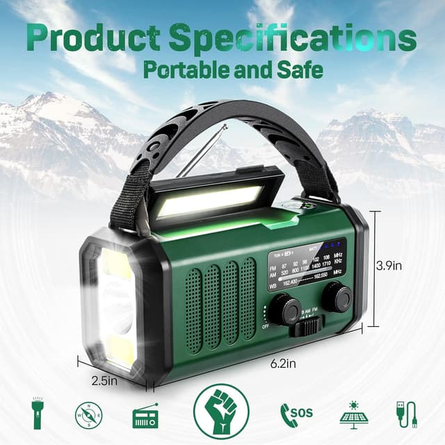 Thumbnail 3 de Aivica Emergency Hand Crank Radio 10000mAh