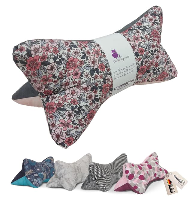 Detalle de Leseknochen Nackenkissen „Blätter“ – handgestopft, waschbar & vielseitig als Nackenrolle