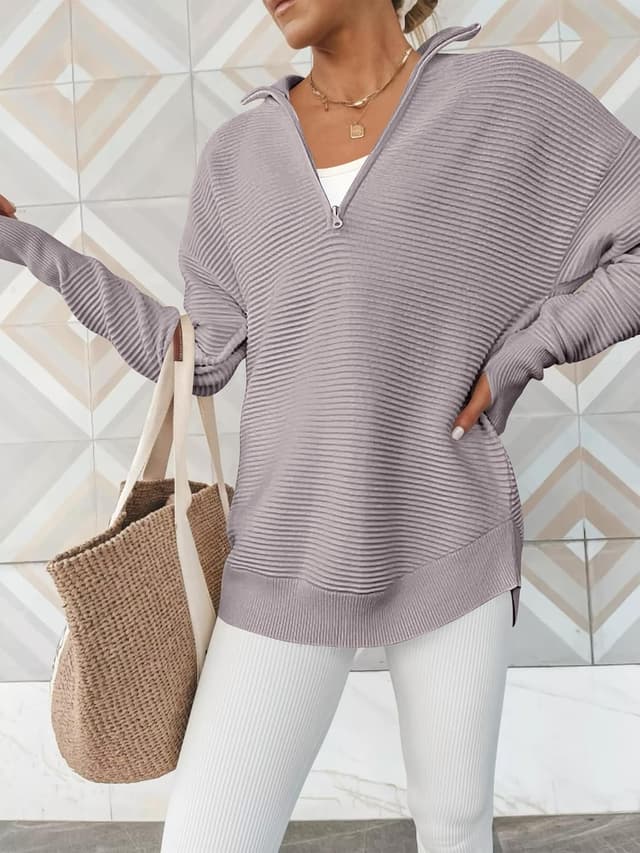 Detalle de ANRABESS Quarter Zip Pullover Sweater S–XL