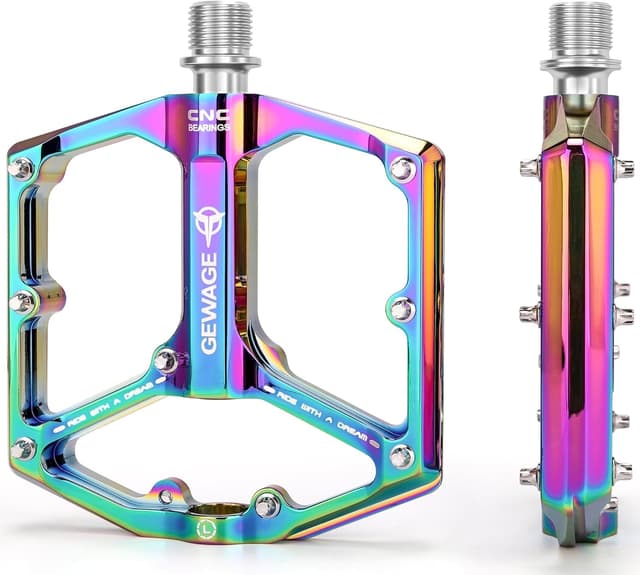Detalle 2 de GEWAGE Rennrad- / MTB-Flachpedale mit 3 Lagern, 9/16 Zoll und abnehmbaren Anti-Rutsch-Nägeln
