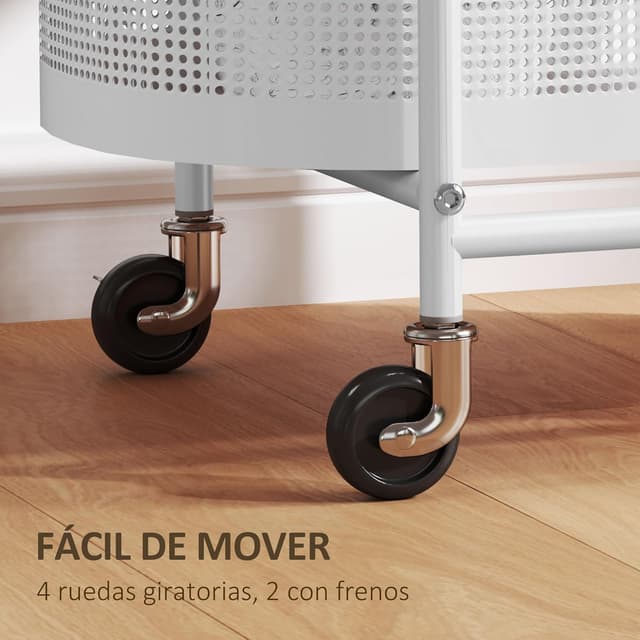 Detalle 2 de HOMCOM Carrito Auxiliar 49,5x32,5x82,5 cm