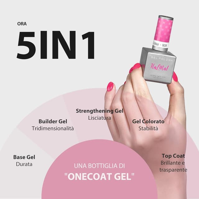 Detalle 2 de HALMAI OneCoat Cat Eye semipermanente 5 in 1 con magnete (smalto gel) – Rosa cipria