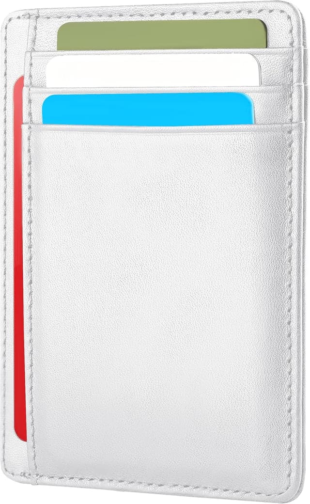 Detalle de Hafaa Slim Wallets for Men UK RFID Leather Card Holder with ID Window – Minimalist White