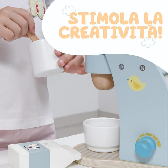 Detalle 2 de Baroni Toys Set Macchina da Caffè in Legno 17x10x17 cm