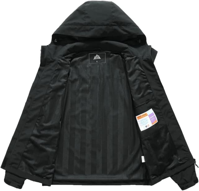 Detalle de MOERDENG Women’s Waterproof Lightweight Rain Jacket Hooded Softshell Windbreaker