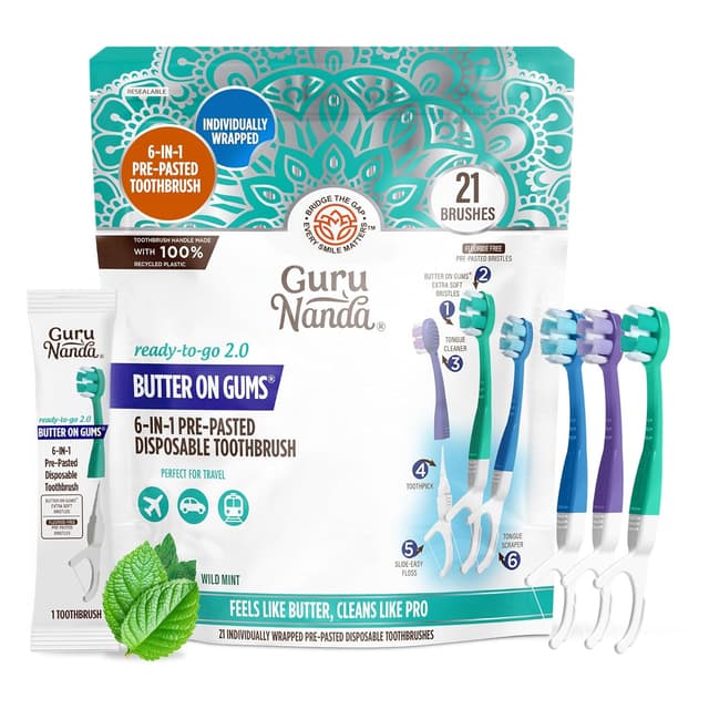 Imagen de GuruNanda 6-in-1 Disposable Toothbrush 21 Ct 🪥 en OfertitasTOP