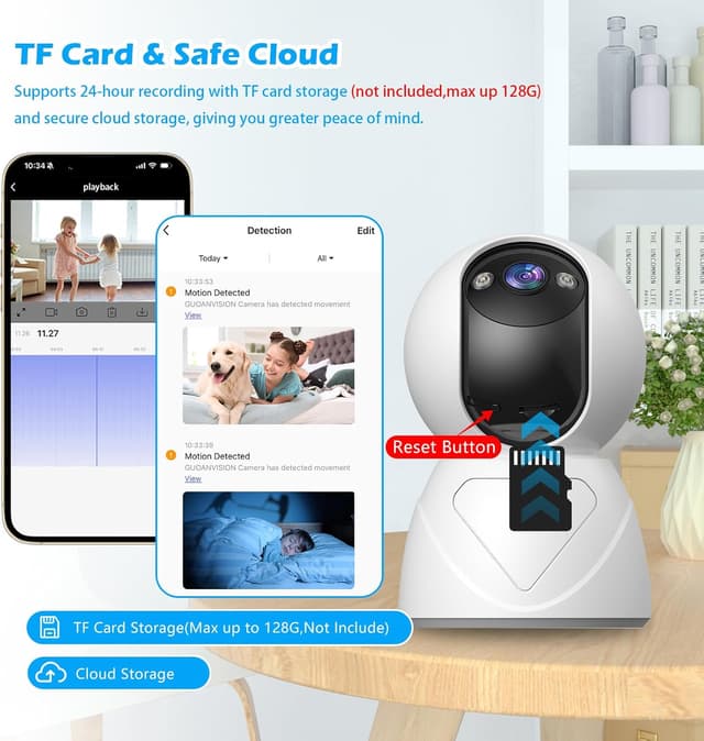 Detalle de 2K Indoor Security Camera 5G Pan/Tilt with Intercom, 3X Auto Zoom, AI Detection and Colour Night Vision