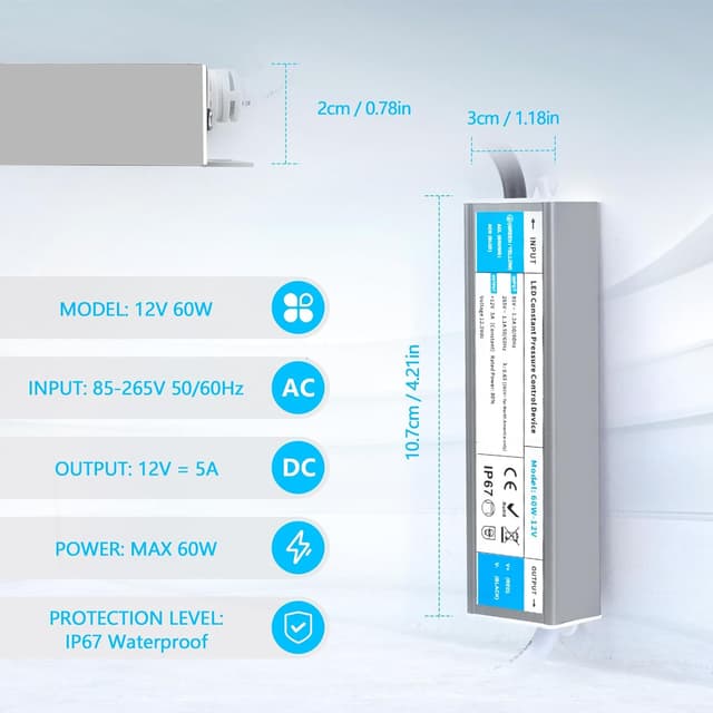 Detalle 2 de SUCIKORIO Transformador LED 12V 60W IP67