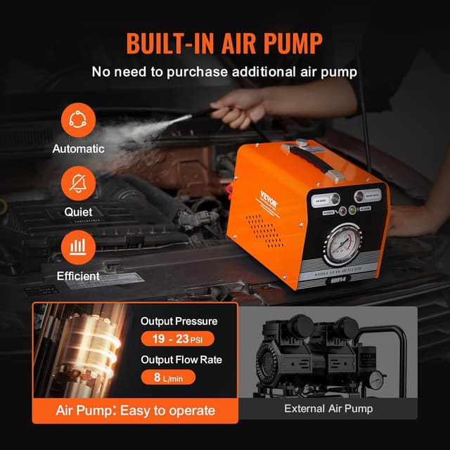 Detalle de VEVOR macchina rilevatore perdite di fumo per auto con pompa ad aria e manometro (8 L/min)