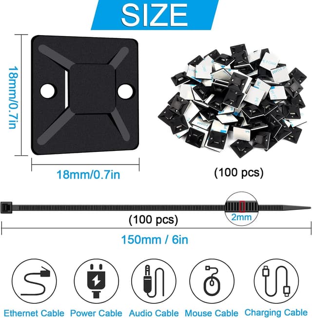Detalle de JatilEr cable tie mounts pack 200